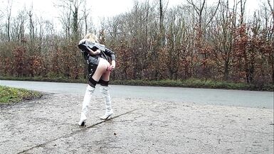 Tgirl Squirting Milk From Her Tranny Ass Outdoors - 4 image