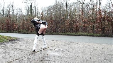 Tgirl Squirting Milk From Her Tranny Ass Outdoors - 5 image