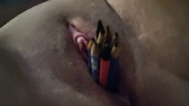 Transboy pushes pens into tight pussy - 10 image