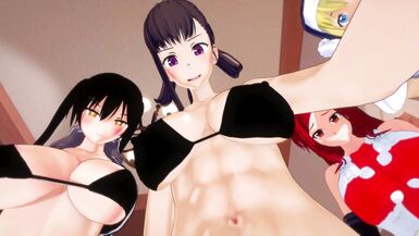 Fire - futas Maki, Tamaki, Iris and Lisa gangbang you | Male taker POV