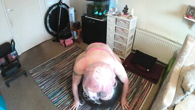 Sissy Misty bouncing on her rubber yoga ball - 2 image