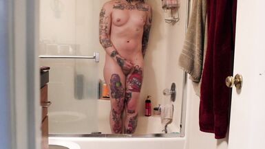 Tgirl Fucks Her Ass and Cums for You in the Shower - 6 image