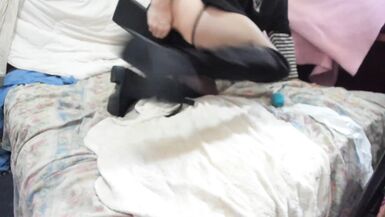 Goth Femboy Fucks Dildo and Cums - 13 image