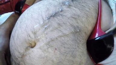 Fat hairy man jerk when playing with mature shemale - 14 image