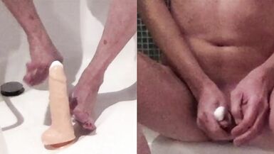 Tgirl vibrated, squirts and gives a footjob - 7 image