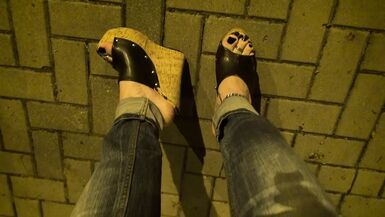 going out in public in very sexy platform wedges - 1 image