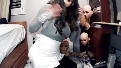 Emily's Masks Pt1! Female mask Emily puts on her kigurumi mask Celli and starts to play with herself - 5 image