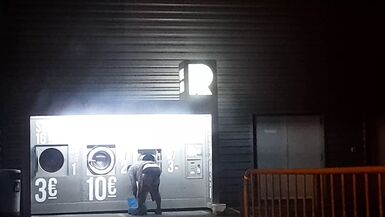 having fun washing clothes in public - 1 image