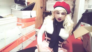 CDNicki White boots pink skirt teases and cums at work - 4 image