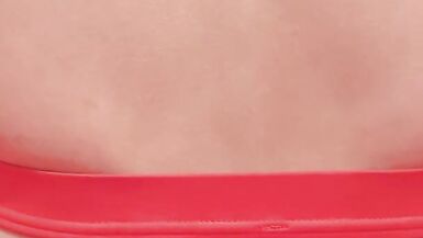 Girl in leggins with hot ass puts a big cucumber on her ass - 14 image