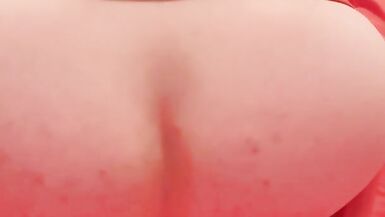 Girl in leggins with hot ass puts a big cucumber on her ass - 3 image