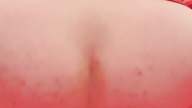 Girl in leggins with hot ass puts a big cucumber on her ass - 5 image