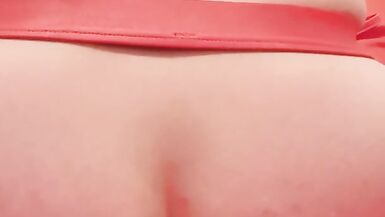 Girl in leggins with hot ass puts a big cucumber on her ass - 6 image