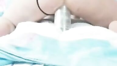 Anal slut Annyfist rides big dildo in sexy lingerie and cums on bed - 5 image