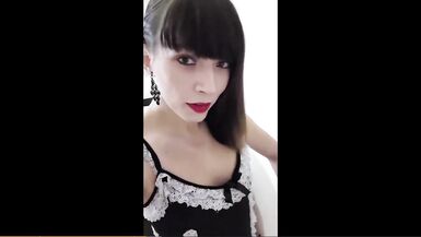 shemale missthon sticks her dildo on the wall - 6 image