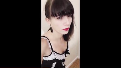 shemale missthon sticks her dildo on the wall - 7 image