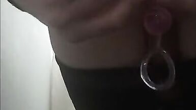 Sexy Crossdresser plays with anal balls under her clothes - 11 image