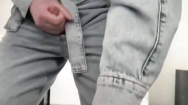 Jeans jumpsuit and high heels on sissy crossdresser slut - 12 image