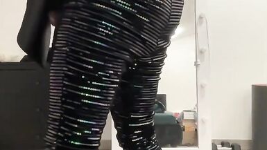 Satin jacket, sequins leggings and sequins crop top tranny - 13 image