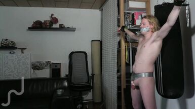 Twink sub as punching bag (balls guts face) for Shemale Domme: fitness training for trans-femdom fun - 4 image