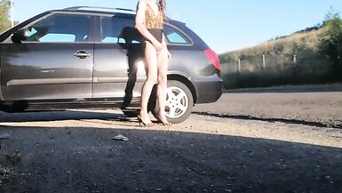 Risky striptease outdoors - 9 image