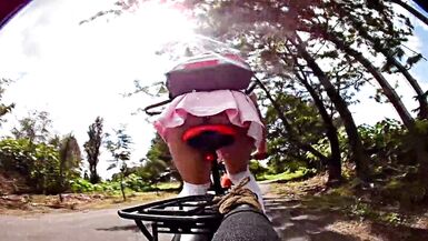 Bike ride showing panties, this old man wanted to fuck me, OUTDOOR CUMSHOT