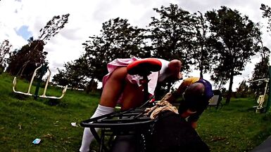 Bike ride showing panties, this old man wanted to fuck me, OUTDOOR CUMSHOT - 8 image