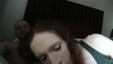 Trans Gagging on older guys cock