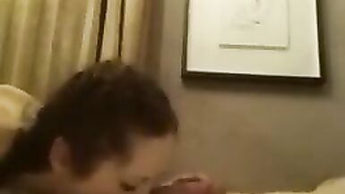 Sexy trans girl gags on cock