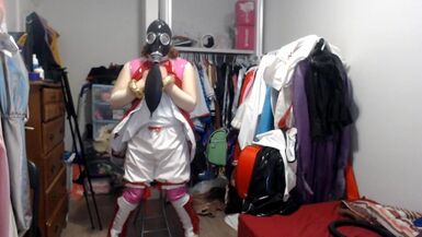 PVC Sissy Cosplay Amy Rose Gasmask Breathplay with Vibrator - 1 image