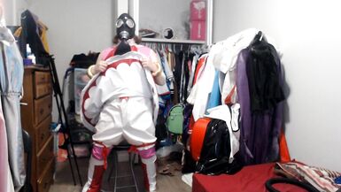 PVC Sissy Cosplay Amy Rose Gasmask Breathplay with Vibrator - 11 image