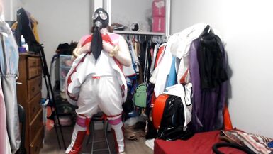 PVC Sissy Cosplay Amy Rose Gasmask Breathplay with Vibrator - 12 image