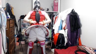 PVC Sissy Cosplay Amy Rose Gasmask Breathplay with Vibrator - 5 image