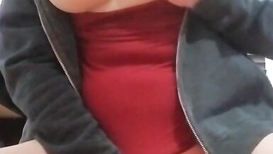 Transgirl with Big Fake Tits Cums While Riding Horse Dildos - 8 image