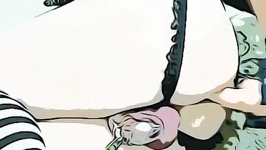 (Filtered) Sissy femboy plays with dildo and shows off ass - 12 image