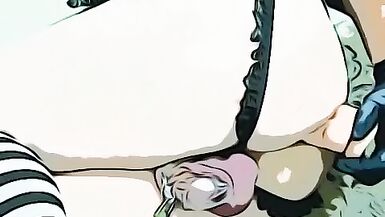 (Filtered) Sissy femboy plays with dildo and shows off ass - 13 image