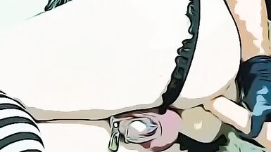 (Filtered) Sissy femboy plays with dildo and shows off ass - 7 image