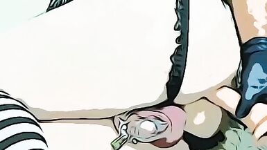 (Filtered) Sissy femboy plays with dildo and shows off ass - 9 image