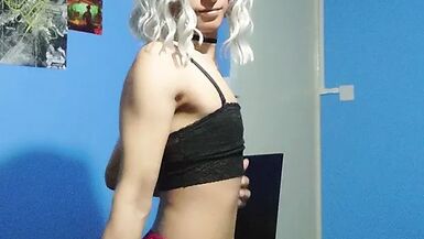 See how big my cock is ? Shani Femboy Trans Loco