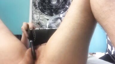 hairy goth FTM fucks pussy raw with hairbrush - 3 image