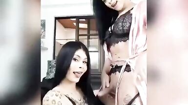 Two sexy shemale cum - 9 image