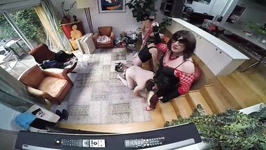 Latex shemale training shemale and male dog with anal hook in the ass - 6 image