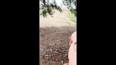 hot shemale windy in the beach masturbation and cum - 1 image