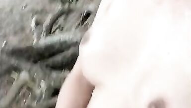 hot shemale windy in the beach masturbation and cum - 5 image