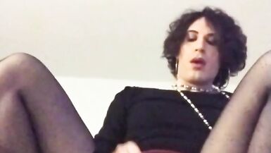 Beautiful italian crossdresser play with big dildo - 15 image