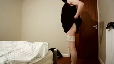 my black skinny dress and white lingerie and stockings - 15 image