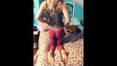 Mikayla stretching before bed - 1 image