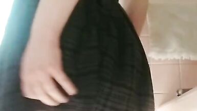 Transgender Schoolgirl Plays in Bathroom - 5 image
