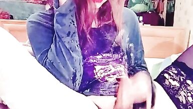 Hattabi4ik Hot Femboy Massive Self Facial Gold Rain And Crossdresser Sissygasm Cum Slut - 3 image