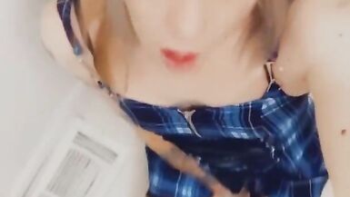 Cute Trans Likes to Finger Herself - 6 image